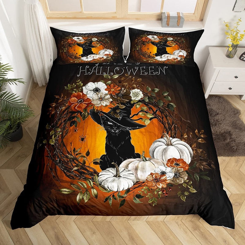 Copripiumino Con Aglio E Fiori Di Halloween