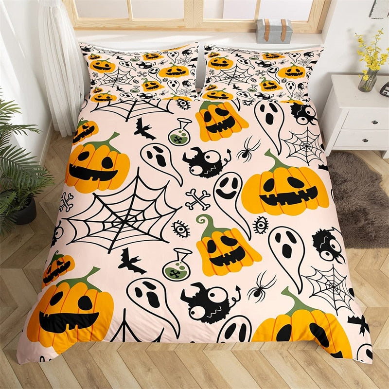Copripiumino Con Zucca Di Halloween E Ragnatela
