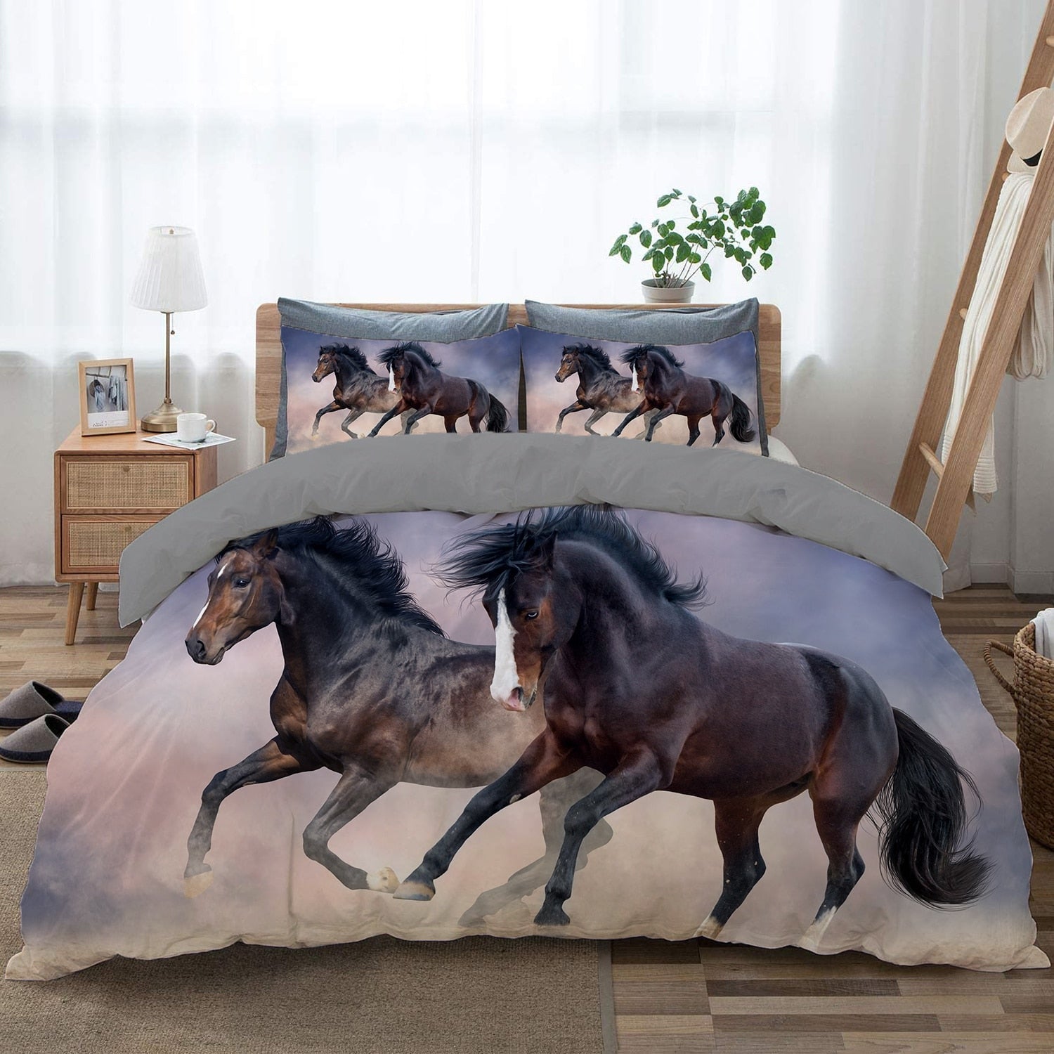 Copripiumino Due Cavalli Neri