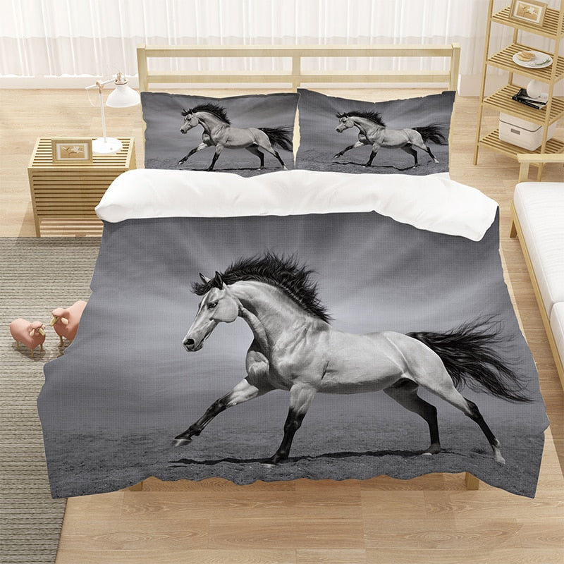Copripiumino Cavallo Bianco E Nero