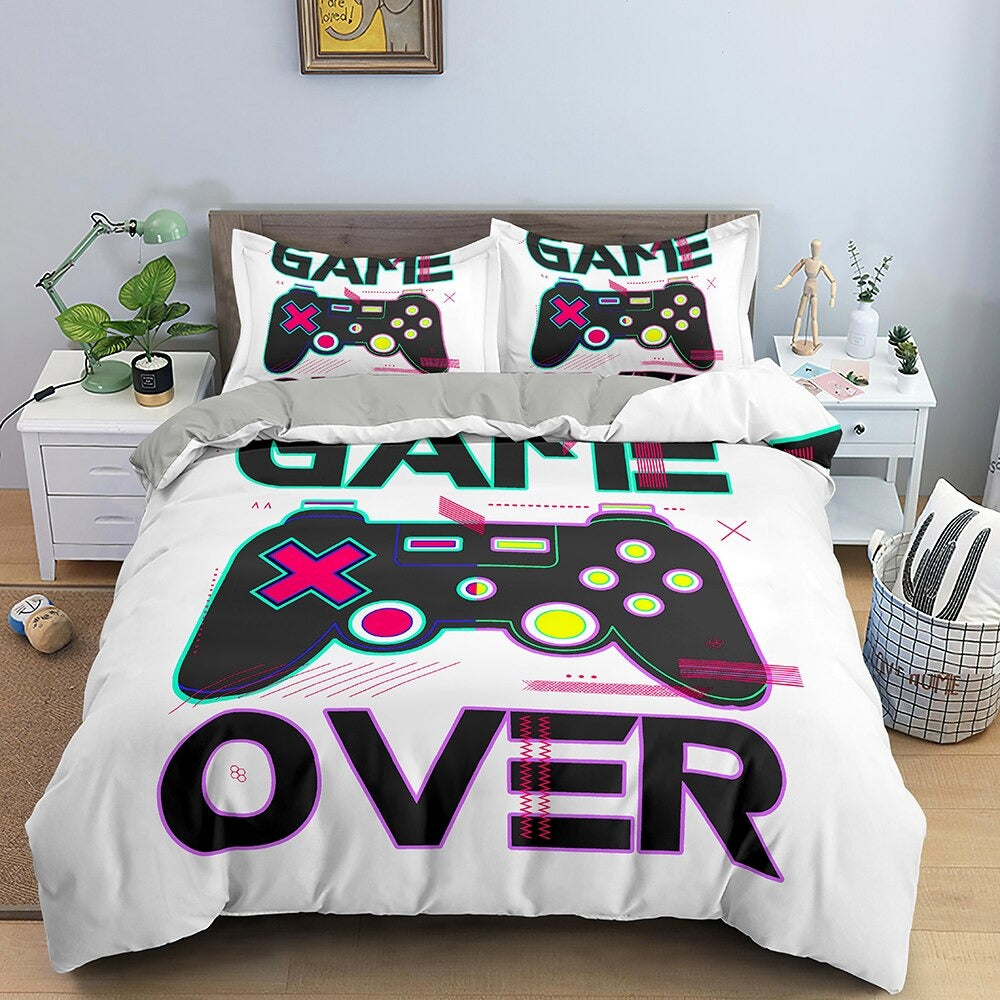Gamer Game Over Copripiumino Bianco