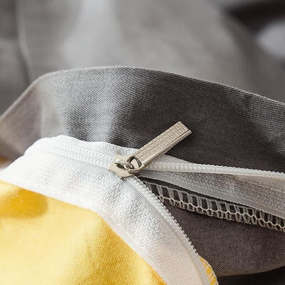 Copripiumino Grigio E Giallo Senape