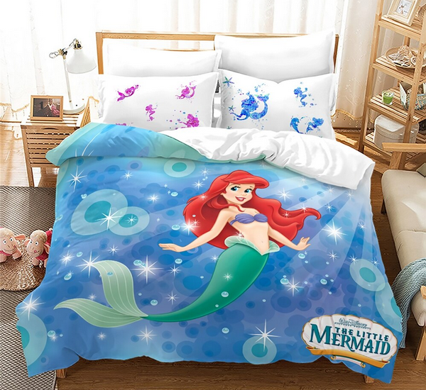 Copripiumino La Sirenetta Su Sfondo Blu