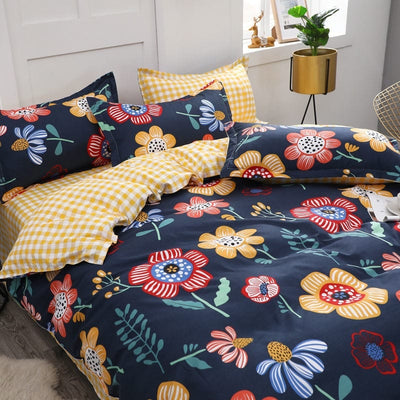 Copripiumino Nero Con Grandi Fiori