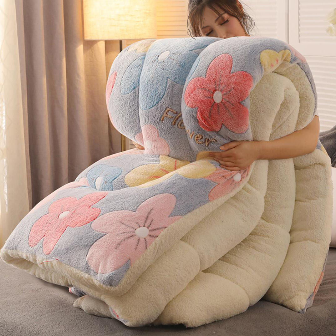 Piumino In Pile Floreale Blu