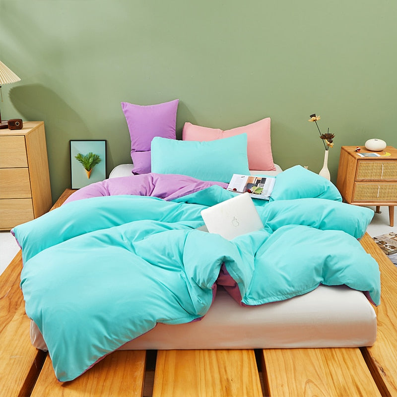 Set Biancheria Da Letto Pastello Blu E Viola