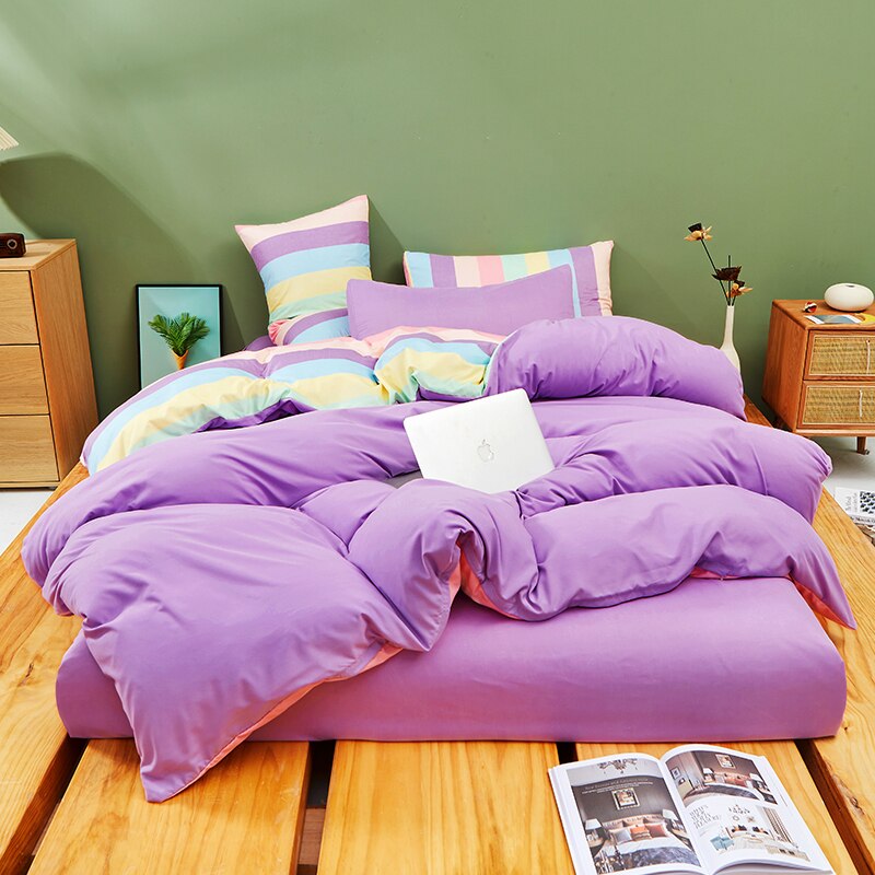 Set Biancheria Da Letto Pastello Viola E Arcobaleno