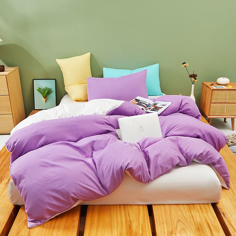 Set Biancheria Da Letto Pastello Viola E Bianco