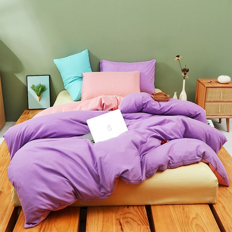 Set Biancheria Da Letto Pastello Viola E Rosa