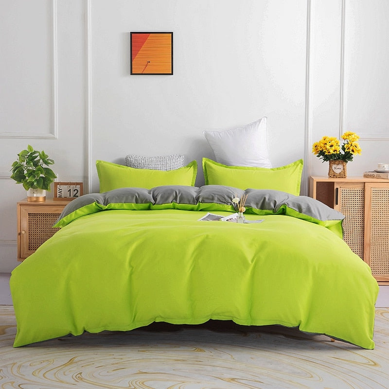 Set Di Biancheria Da Letto Reversibile Verde E Grigio