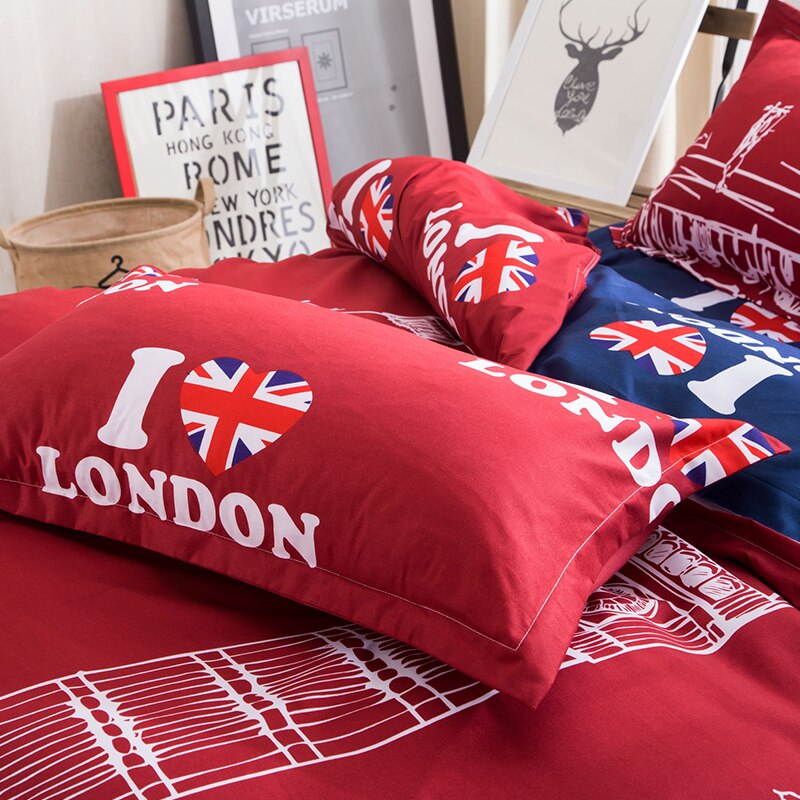 Set Biancheria Da Letto Rosso I Love London