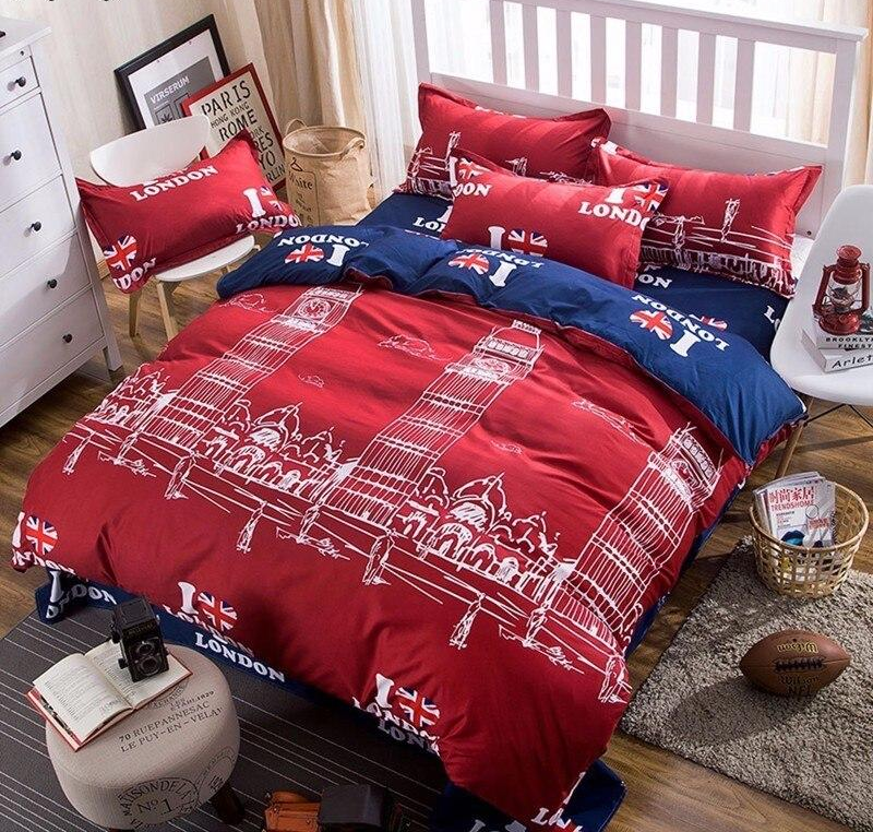 Set Biancheria Da Letto Rosso I Love London