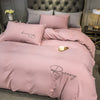 Set Biancheria Da Letto Semplice Con Scritta Rosa Cipria Ricamata