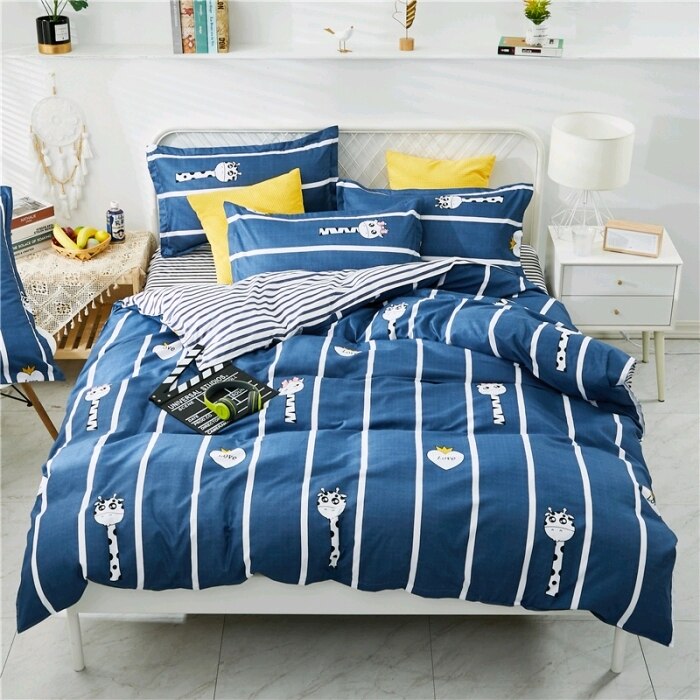 Biancheria Da Letto Scandinava Con Strisce Blu