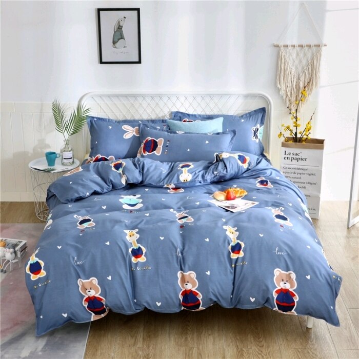 Set Di Biancheria Da Letto Con Orsacchiotto Blu Scandinavo