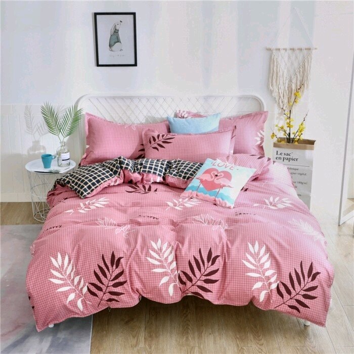 Set Biancheria Da Letto Scandinavo Reversibile Rosa
