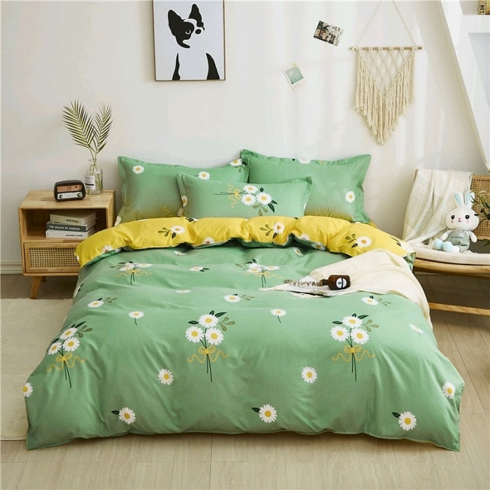 Set Di Biancheria Da Letto Scandinavo Verde E Giallo