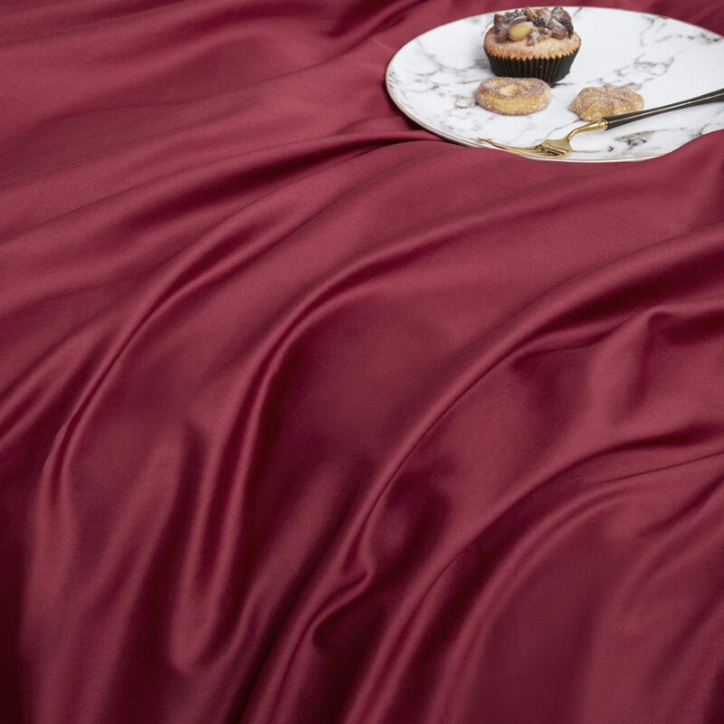 Set Biancheria Da Letto Tinta Unita 100% Cotone Rosso