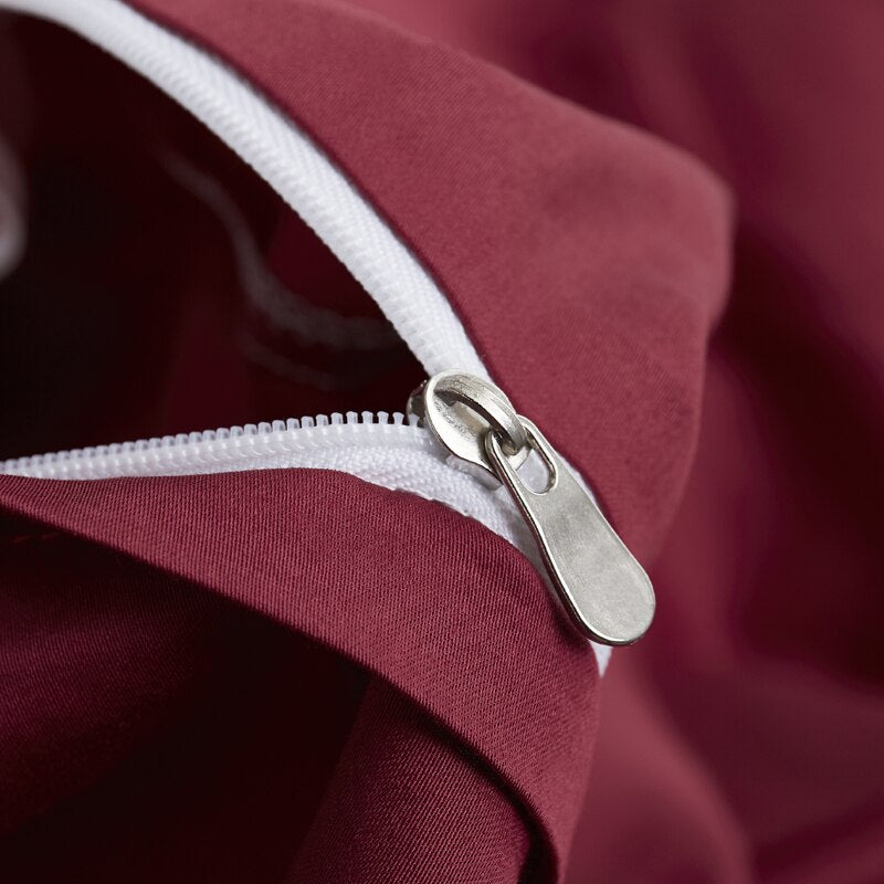 Set Biancheria Da Letto Tinta Unita 100% Cotone Rosso