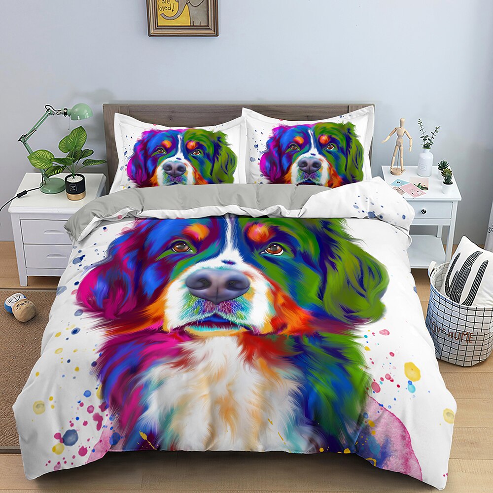 Copripiumino Bianco Bovaro Bernese Multicolore