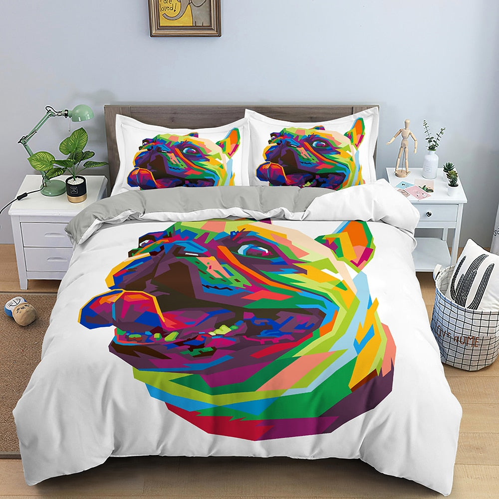 Copripiumino Bianco Bulldog Multicolore