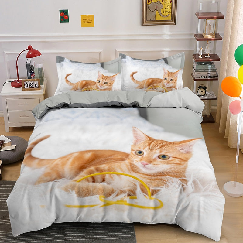 Copripiumino Gattino Zenzero Bianco