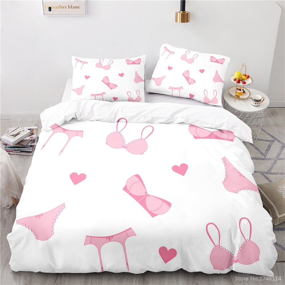 Copripiumino Bianco Lingerie Rosa