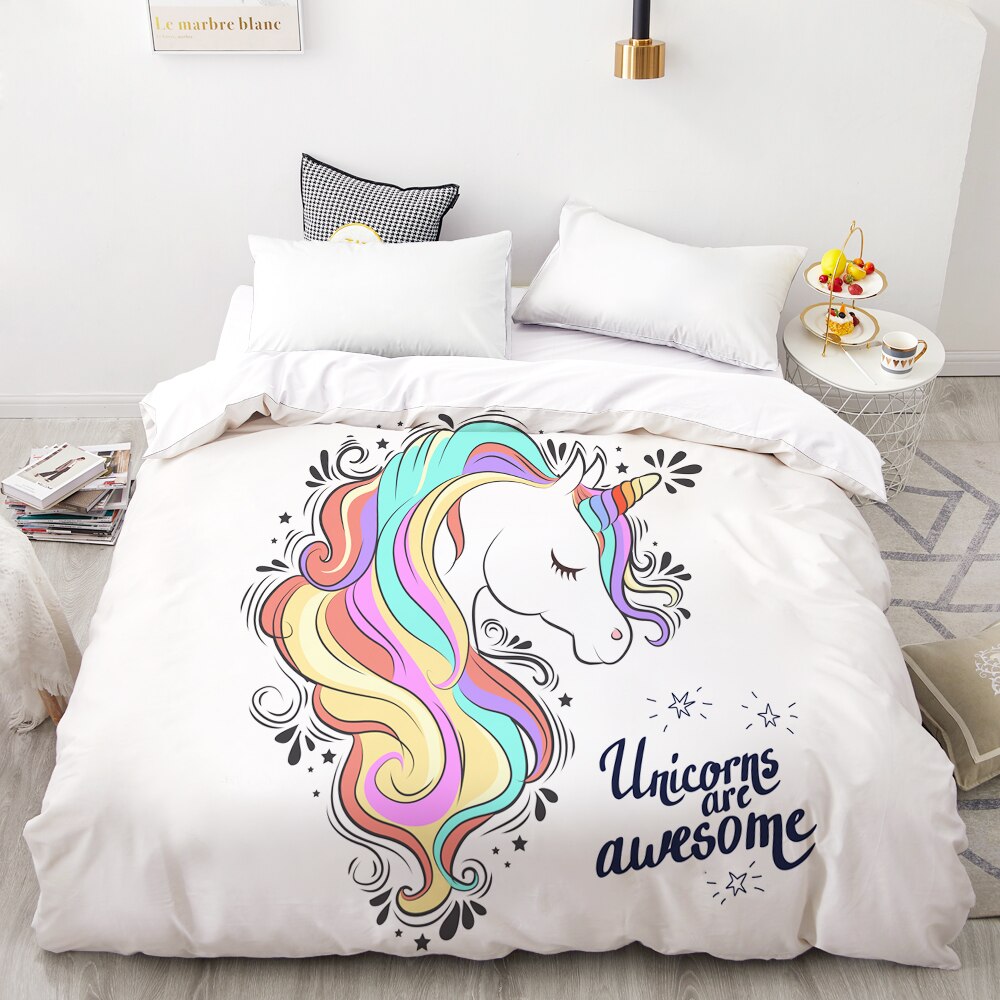 Copripiumino Bianco Unicorno Multicolore