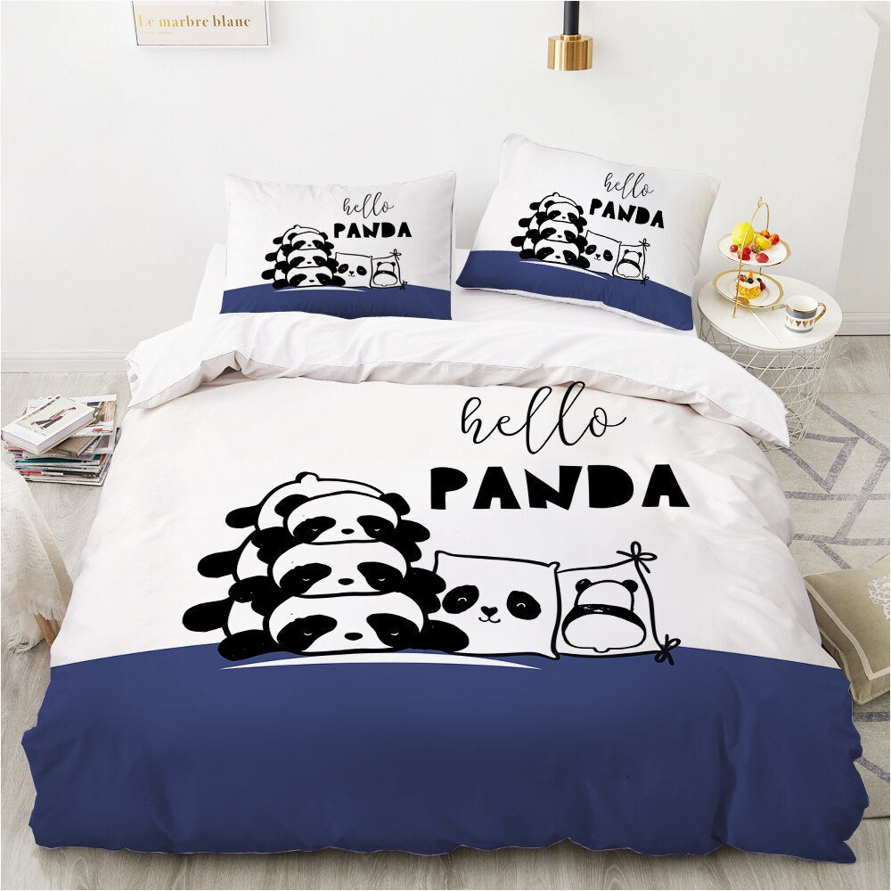 Copripiumino Carino Panda Blu E Bianco