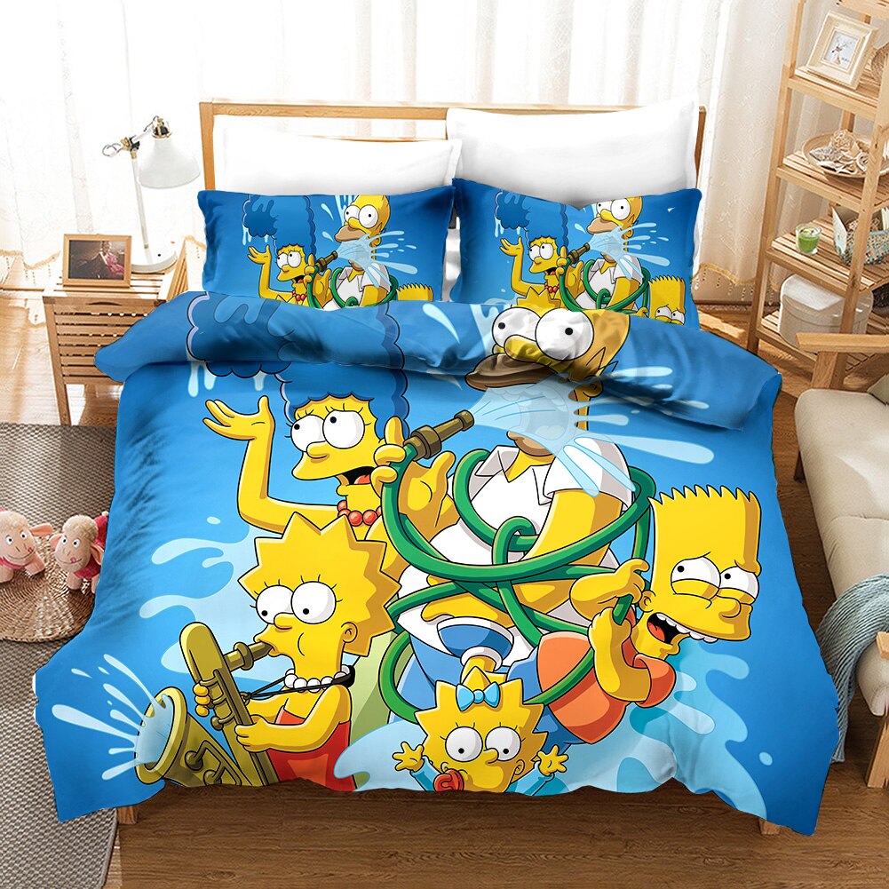 Copripiumino Blu La Battaglia Dell'acqua Dei Simpson