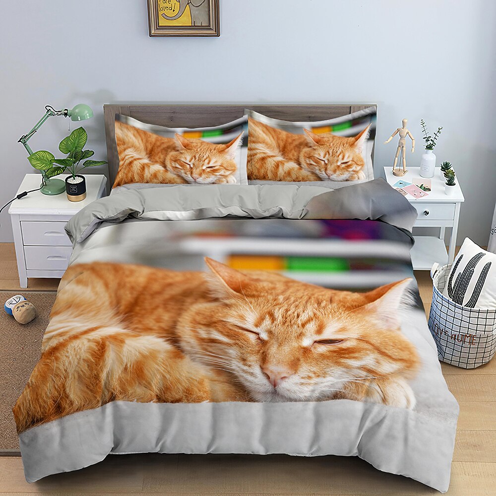 Copripiumino Con Gatto Zenzero Addormentato