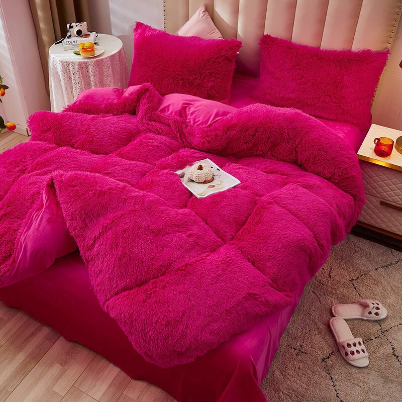 Copripiumino In Peluche Fucsia