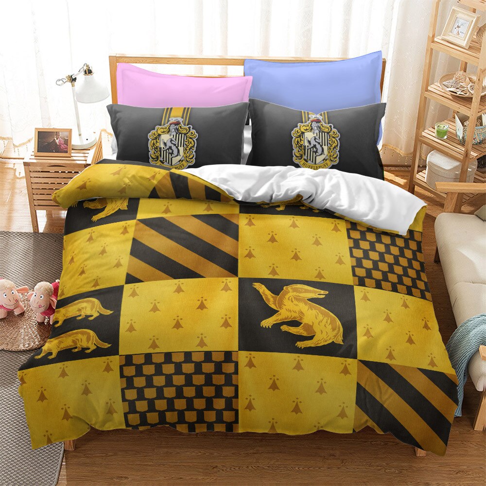 Parure Letto Harry Potter - Copripiumino 140x200 Cm + Federa 63x63 Cm, 100% Cotone, Stemma Grifondoro Reversibile - Foto 7