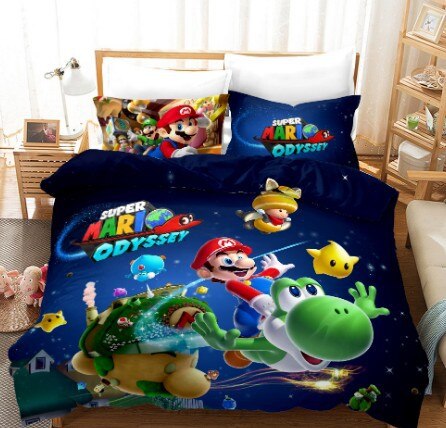 Copripiumino Mario E Yoshi Nella Notte