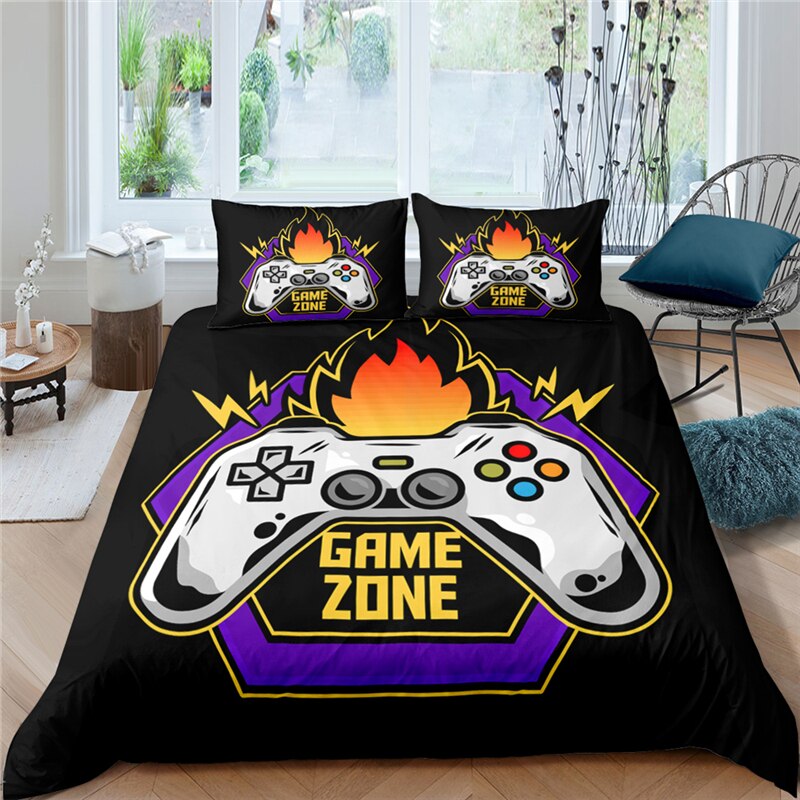Copripiumino Nero Gaming Game Zone
