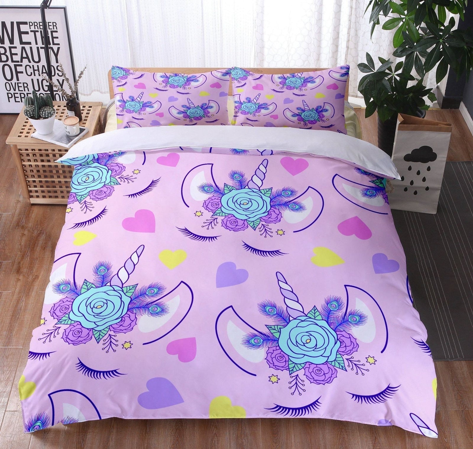 Copripiumino Rosa Testa Di Unicorno