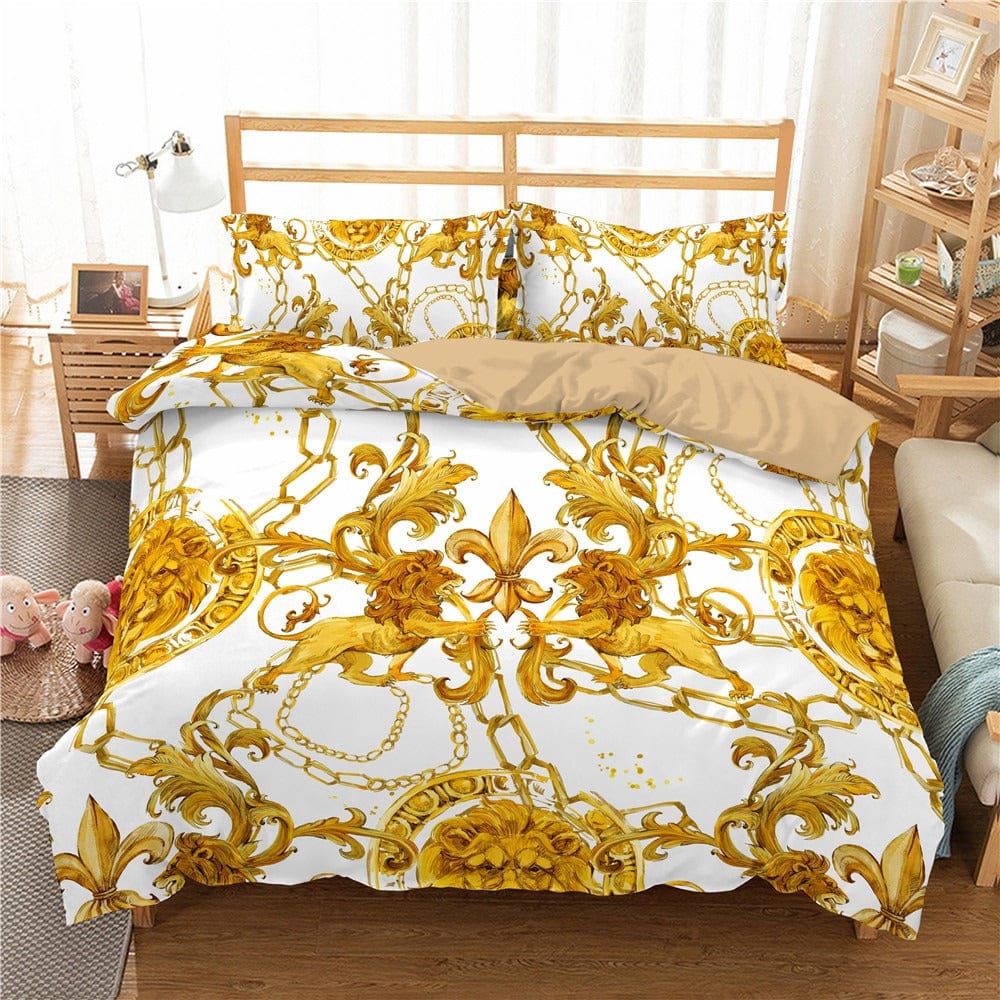 Copripiumino Barocco Oro E Bianco