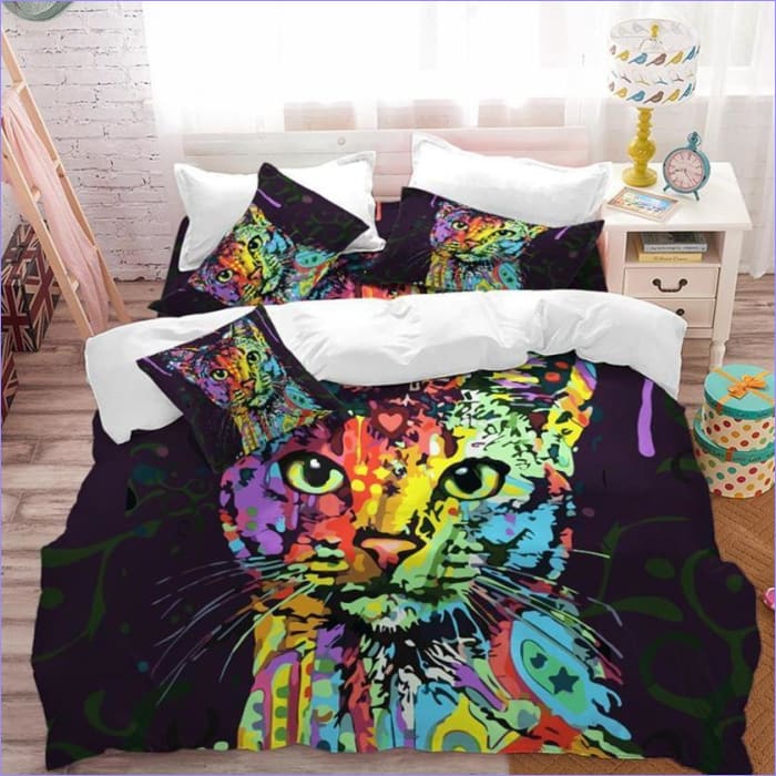 Copripiumino Gatto Multicolore Grafico