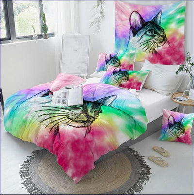 Copripiumino Colorato Con Ritratto Di Gatto