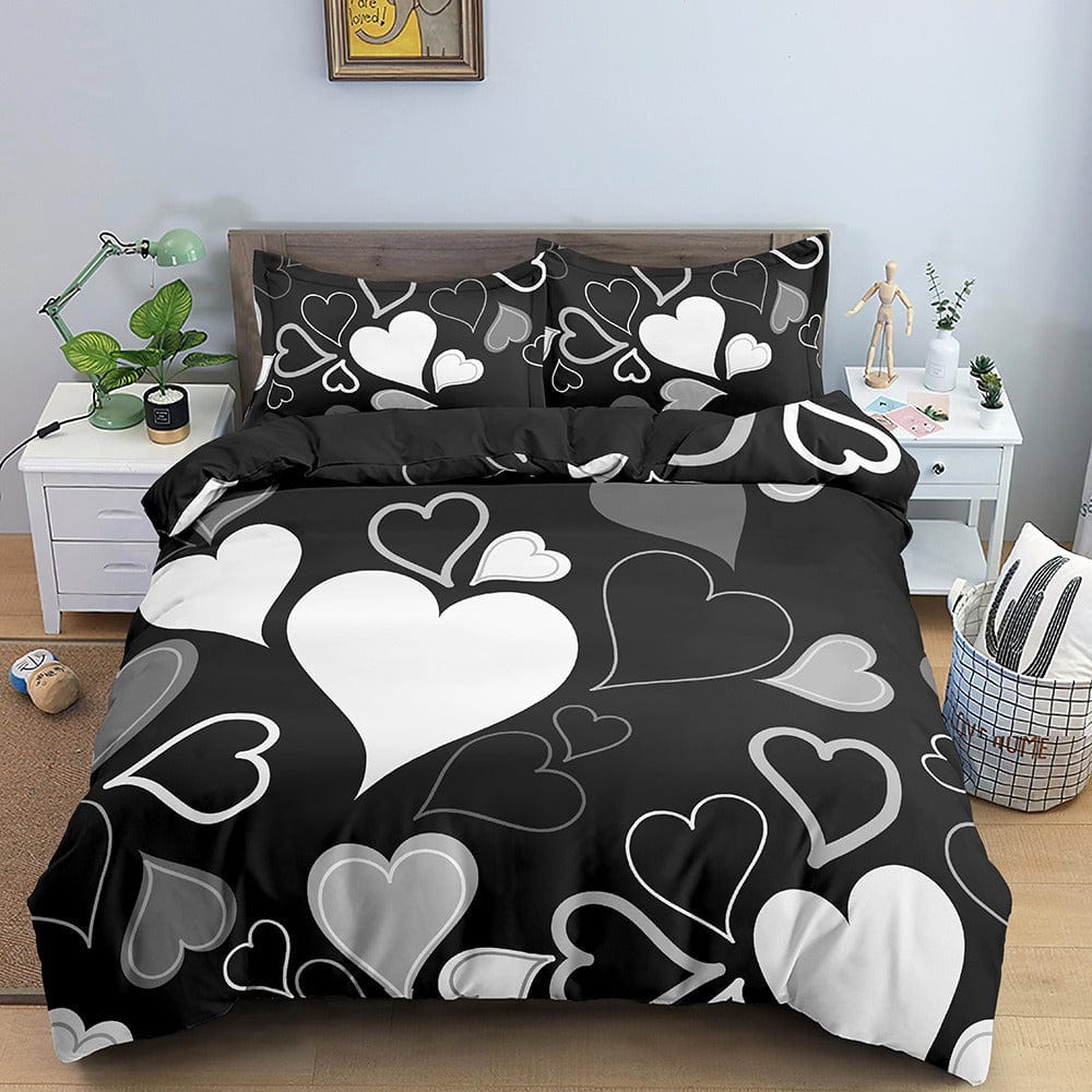 Copripiumino Cuore Bianco E Nero 200x200