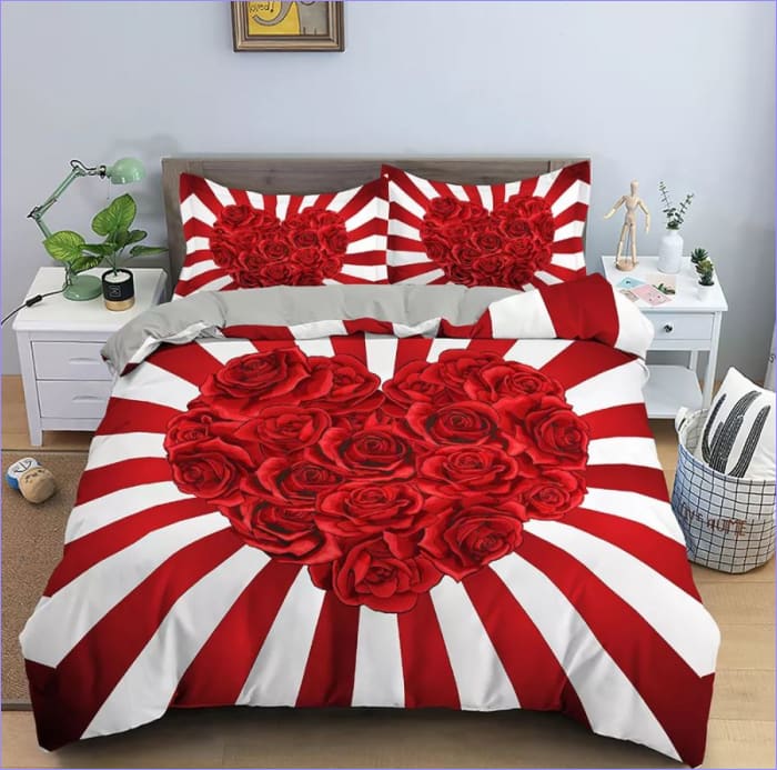 Copripiumino Coppia Cuore Rose Rosse