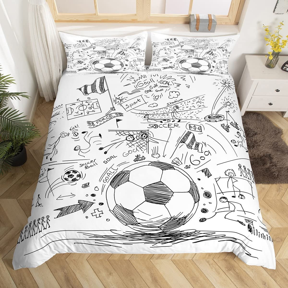 Copripiumino Con Scarabocchi Di Calcio