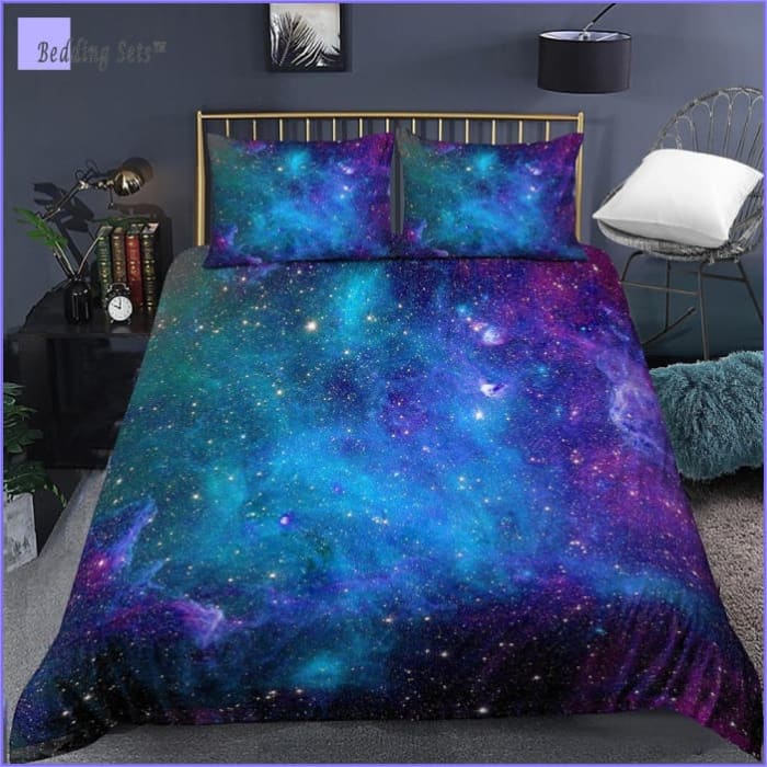 Copripiumino Constellation Galaxy Blu E Rosa