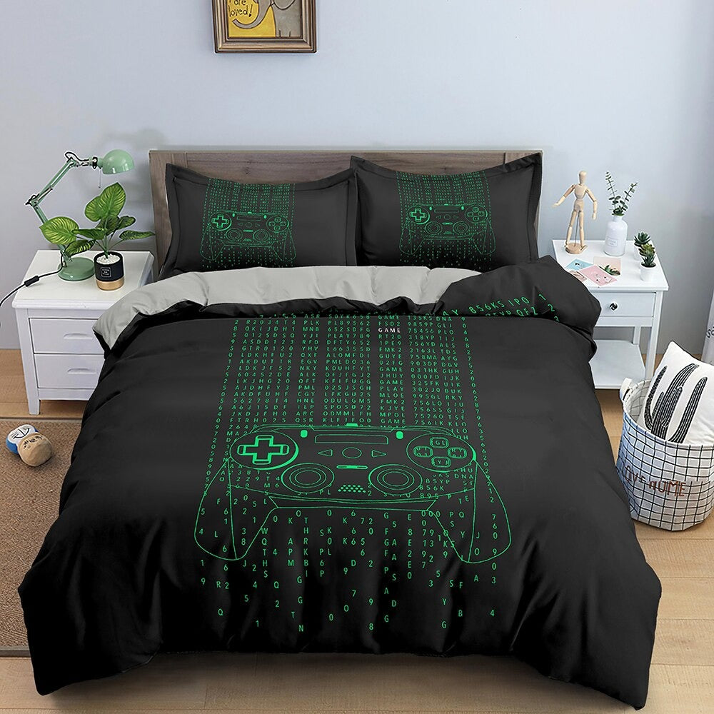 Copripiumino Gamer Code Green Matrix