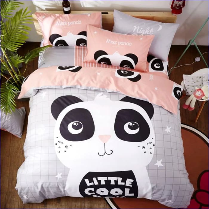 Copripiumino Little Cool Panda Grigio E Rosa
