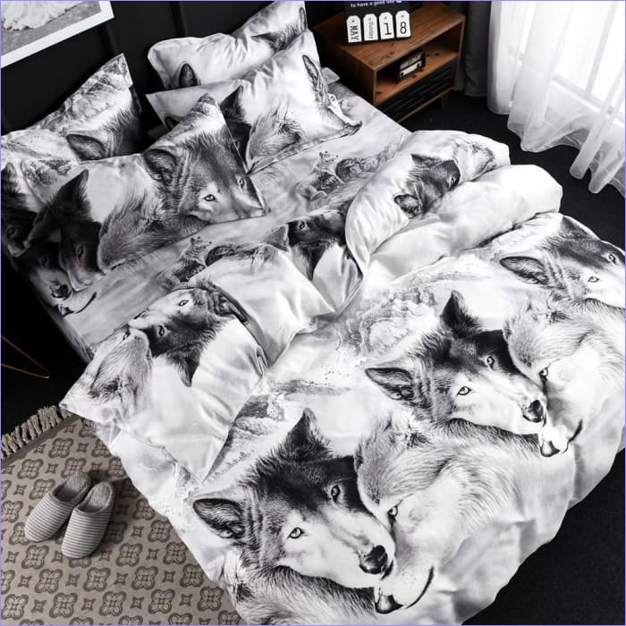 Copripiumino Lupo Bianco E Nero