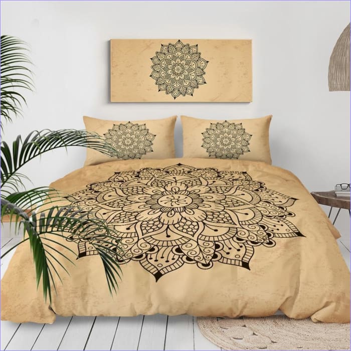 Copripiumino Mandala Fiore Beige