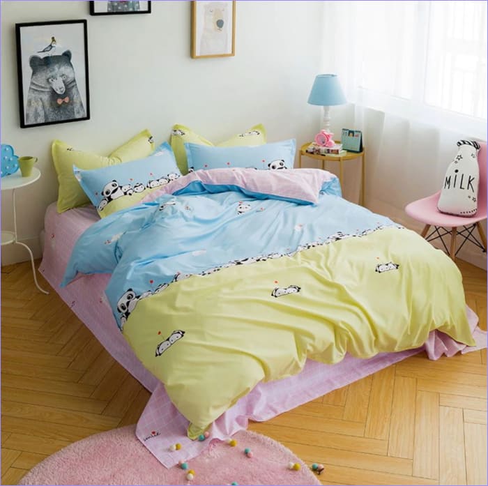 Copripiumino Panda Blu E Giallo