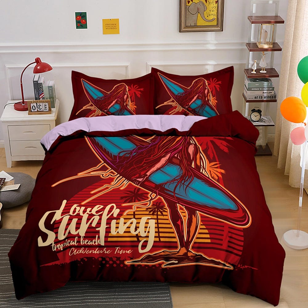 Love Surfing Copripiumino Rosso 1 Persona