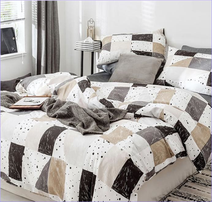 Copripiumino Scandinavo In Mosaico Beige